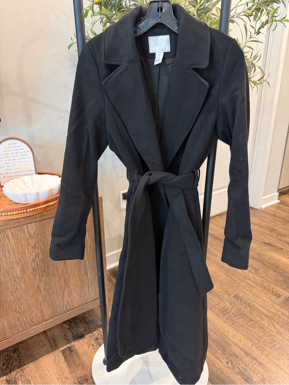 H&M Black Trench Coat with Belt